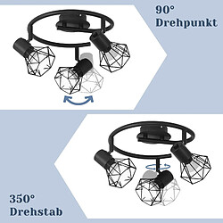 Acheter NETTLIFE 3 Spots de Plafond Rond E14 Noir Rétro Pivotants en Métal pour Chambre Salon Étude Couloir, Max. 25W (Ampoules Non Incluses)