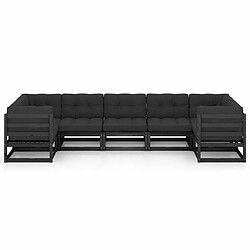 Avis Maison Chic Salon de jardin 7 pcs + coussins - Mobilier/Meubles de jardin - Table et chaises d'extérieur noir bois de pin massif -MN78687