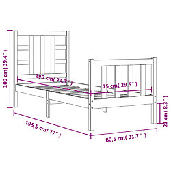 vidaXL Cadre de lit sans matelas noir bois de pin massif pas cher