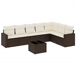 vidaXL Salon de jardin 8 pcs avec coussins marron résine tressée