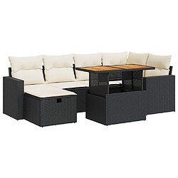 vidaXL Salon de jardin avec coussins 8 pcs noir résine tressée acacia