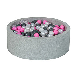 Velinda Piscine à balles Aire de jeu + 450 balles perle, rose clair, gris