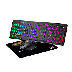 Aula AC208 3 en 1 2,4 G sans fil Combo clavier RVB (EN/RU), souris, tapis de souris noir