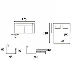 Inside 75 Canapé convertible ouverture EXPRESS PREMIUM 120 cm cuir vachette noir sommier lattes RENATONISI matelas BULTEX pas cher