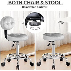 Avis Tabourets de bureau, tabouret à roulettes Rattantree, avec dossier, réglable en hauteur, pivotant à 360°, hauteur d'assise 49-64 cm, repose-pieds, tabourets de cuisine, tabouret de travail, gris