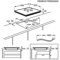 Table de cuisson vitrocéramique 59cm 3 feux 5700w noir - fhrm639k - FAURE