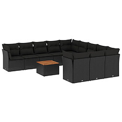 Maison Chic Salon de jardin 12 pcs avec coussins | Ensemble de Table et chaises | Mobilier d'Extérieur noir résine tressée -GKD58969