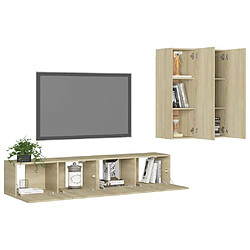 Avis Maison Chic Ensemble de meubles TV 4 pcs | Banc TV Moderne pour salon | Meuble de Rangement - Chêne sonoma Aggloméré -MN26814