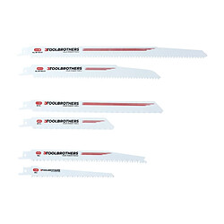 Toolbrothers SAWFISH set de 6 lames pour scies sabres HCS / BIM pour le travail du bois, du bois avec clous, du métal & du