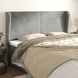 Maison Chic Tête de lit scandinave avec oreilles,meuble de chambre Gris clair 203x23x118/128 cm Velours -MN20406