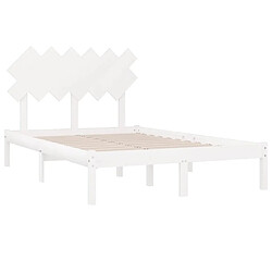 Acheter Maison Chic Lit adulte - Lit simple Cadre de lit,Structure du lit Contemporain Blanc 135x190 cm Double Bois massif -MN10201