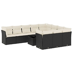 vidaXL Salon de jardin 11 pcs avec coussins noir résine tressée