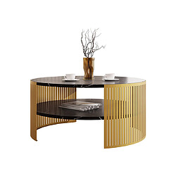 Bestmobilier Cruz - table basse - effet marbre noir et doré - 75 cm