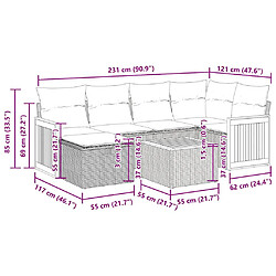 vidaXL Salon de jardin avec coussins 7 pcs gris résine tressée pas cher