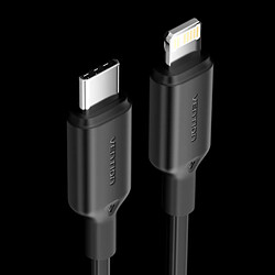 Câble Vention USB 2.0 Type C vers Lightning - Connecteur Nickelé - Puissance 27W - Courant Maximum 3A - Couleur Noir