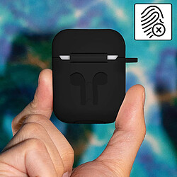 Acheter Avizar Coque AirPods 1 / 2 Souple Anti-traces Anti-rayures avec Mousqueton noir