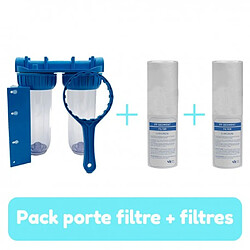 Desineo Pack de filtration d'eau double porte filtre plus filtre anti sédiment 10 microns et 5 microns thermosoudée pour une eau pure