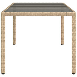 Acheter vidaXL Table de jardin avec dessus en verre beige résine tressée