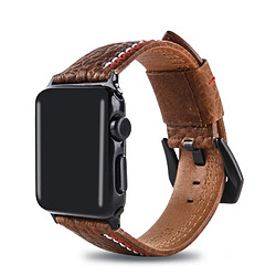 Wewoo Bracelet cuir PU pour Apple Watch Series 3/2/1 42mm - Marron pas cher