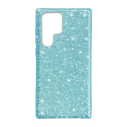 Avizar Coque Samsung Galaxy S22 Ultra Paillette Amovible Silicone Semi-rigide bleu