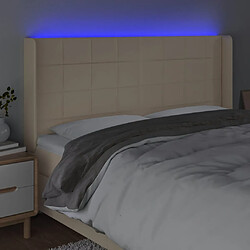 Avis vidaXL Tête de lit à LED Crème 203x16x118/128 cm Tissu