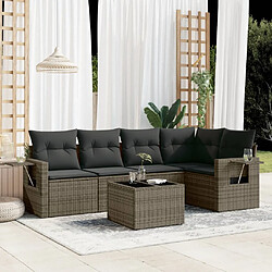 vidaXL Salon de jardin 6 pcs avec coussins gris résine tressée