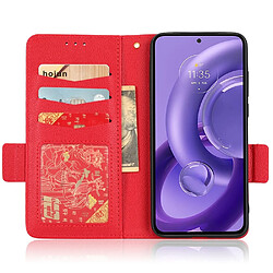 Etui en PU texture litchi, fermoir magnétique double, anti-chocs avec support pour votre Motorola Edge 30 Neo 5G - rouge