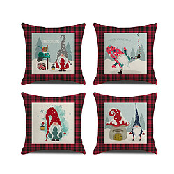 P47 4PCS 45 * 45cm Santa Claus Pattern Taie d'oreiller en lin d'oreiller imprimé Coussin Coussin Coussin Coussin Accueil