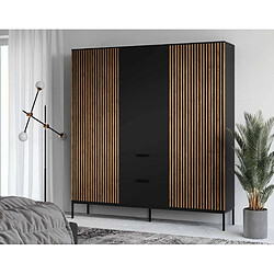 Bestmobilier Savanna - armoire - bois et noir - 185x180 cm