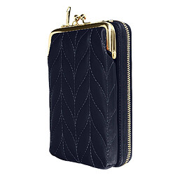 Avizar Pochette Bandoulière Smartphone Simili cuir surpiqué Multi-compartiments Bleu