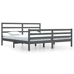 vidaXL Cadre de lit sans matelas bois massif de pin gris 200x200 cm