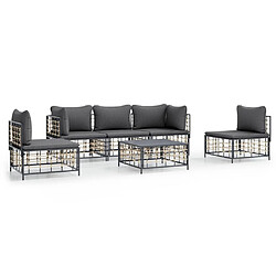 Maison Chic Salon de jardin 6 pcs + coussins - Mobilier/Meubles de jardin - Table et chaises d'extérieur anthracite résine tressée -MN41272