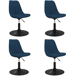 vidaXL Chaises pivotantes à manger lot de 4 Bleu Velours