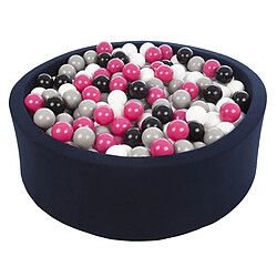 Velinda Piscine à balles Aire de jeu + 450 balles bleu marine noir, blanc, rose,gris