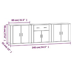 vidaXL Buffets 3 pcs Chêne sonoma Bois d'ingénierie pas cher