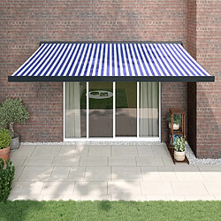 Maison Chic Store banne | Auvent rétractable de porte | Marquise Brise-soleil bleu et blanc 4,5x3 m tissu et aluminium -GKD79669