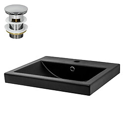 ML-Design Lavabo à encastrer évier noir mat céramique bouchon de vidange 535x460x165 mm