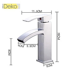 iDeko® Robinet salle de bain cascade lavabo mitigeur en chrome design moderne