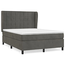 Maison Chic Lit Adulte - Lit simple Lit à sommier tapissier et matelas moelleux - Meuble de Chambre - Gris foncé 140x190cm Velours -MN25857