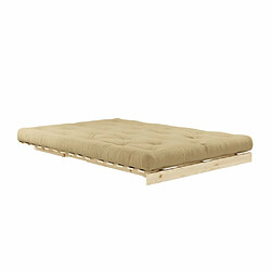 Avis Inside 75 Canapé convertible futon ROOTS pin naturel tissu Beige blé couchage 160x200 cm.