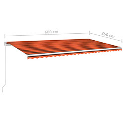 vidaXL Auvent manuel rétractable avec LED 600x350 cm Orange et marron pas cher