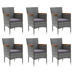 Avis Maison Chic Mobilier à dîner 7 pcs de jardin avec coussins - Ensemble table et chaises d'extérieur - Salon/Mobilier de jardin classique Résine tressée Gris -MN19619