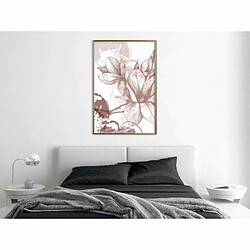 Paris Prix Affiche Murale Encadrée Drawn Flower 40 x 60 cm Or