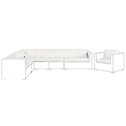 Beliani Set de housses de coussins blanc crème pour salon de jardin XXL