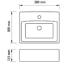 vidaXL Vasque rectangulaire à trou Noir en céramique pour salle de bain pas cher