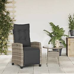 Avis Maison Chic Chaise inclinable de jardin et repose-pied pour relax gris résine tressée -GKD45958