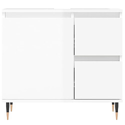 Maison Chic Armoire de salle de bain,Meuble de rangement,Meuble haut blanc brillant 65x33x60 cm -GKD540145 pas cher