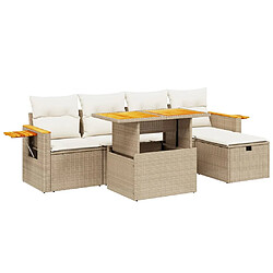 vidaXL Salon de jardin avec coussins 6 pcs beige résine tressée