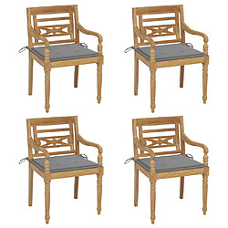 vidaXL Chaises Batavia avec coussins lot de 4 Bois de teck solide