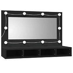 vidaXL Armoire à miroir avec LED noir 90x31,5x62 cm